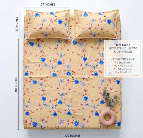 Image of HOMEKART 210 TC Premium Cotton Double Bed Bedsheet with 2 Pillow Covers | Double Bed Sheet Set | Soft, Breathable, Skin Friendly, Wrinkle Resistant & Fade Resistant |228 x 254 cm | Bedding for Home