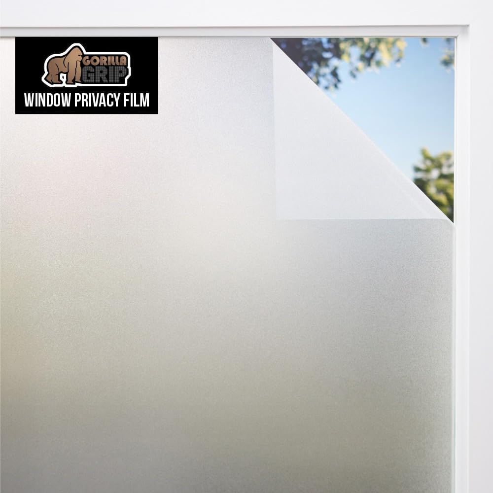 Product image of Gorilla Guard Two Way Sun Blocking Window Privacy Film, Strong Static Clings to Glass Windows, Peel and Stick, Removable No Residue Stickers, Decorative Bathroom Door Coverings 17.5" x 78.7”, Frosted