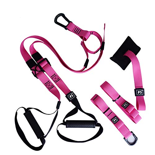 BRANDLESS Resistance Bands Set with Stackable Exercise Bands,Non-Slip Foam Hanldes,Carry Bag, Door Anchor Attachment, Legs Ankle Straps and Workout Guide (Pink)