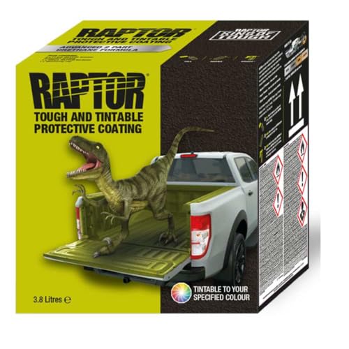 Image of Raptor Truck Bed Liner Kit with Colored WWII Olive Drab #34088 Tint and Spray Gun - 8 Liters - Protective Spray On Paint for Coating Trucks, Tailgates, Vehicle Undercoating - Tintable Bedliner Formula