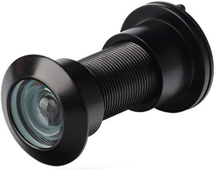 Copper Peephole Camera 200 Degree HD Optical Wide-Angle Door Camera Anti-Theft Door Cat Eye Anti-pry Glass Lens with Cover Home Security System (Color : Black)