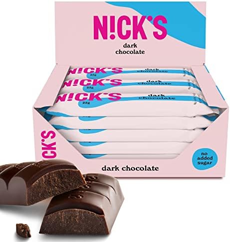 NICKS Cioccolato Fondente Vegan Barrette Keto Senza Zucchero Aggi...