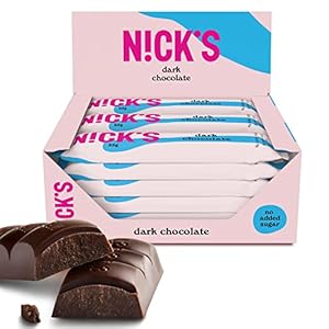NICKS Barre Keto Chocolat Noir Sans Sucre Ajouté, Vegan, Sans Gluten, Sans Huile De Palme, Low carb |107 kcal,1g Net carbs (15 x 25g)
