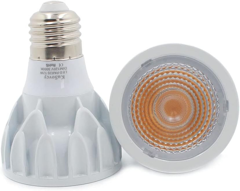 PAR20 LED Light Bulb 12W Dimmable E26 Medium Base COB Spot Light 100W Equivalent 24° Beam Angle High CRI (85+) 1200LM 3000K Warm White AC 120V Flood Lamp Spotlight 2PCS