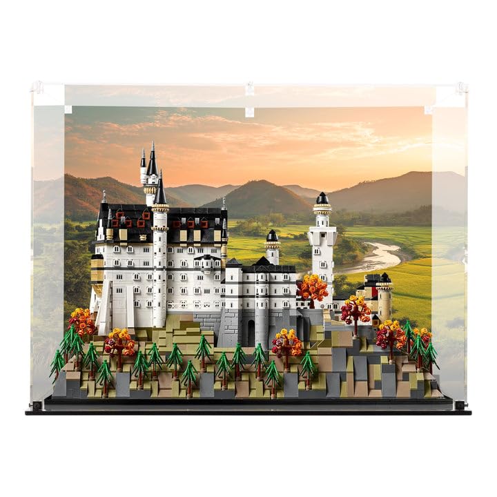 Display Case compatible with LEGO 21063 Neuschwanstein Castle, (Printed Back Panel)