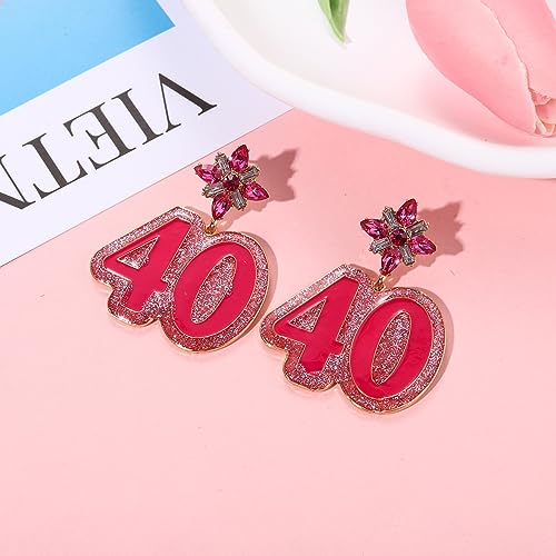 Birthday Earrings Glitter Happy Birthday Earrings for Women Alloy Pink Sparkly Rhinestone Crystal Birthday Gifts Fun Christmas Party Jewelry3