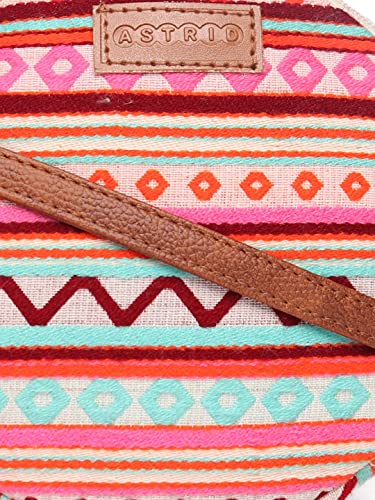 ASTRID Round Textured Sling Bag For Girls With Zip - Image 7