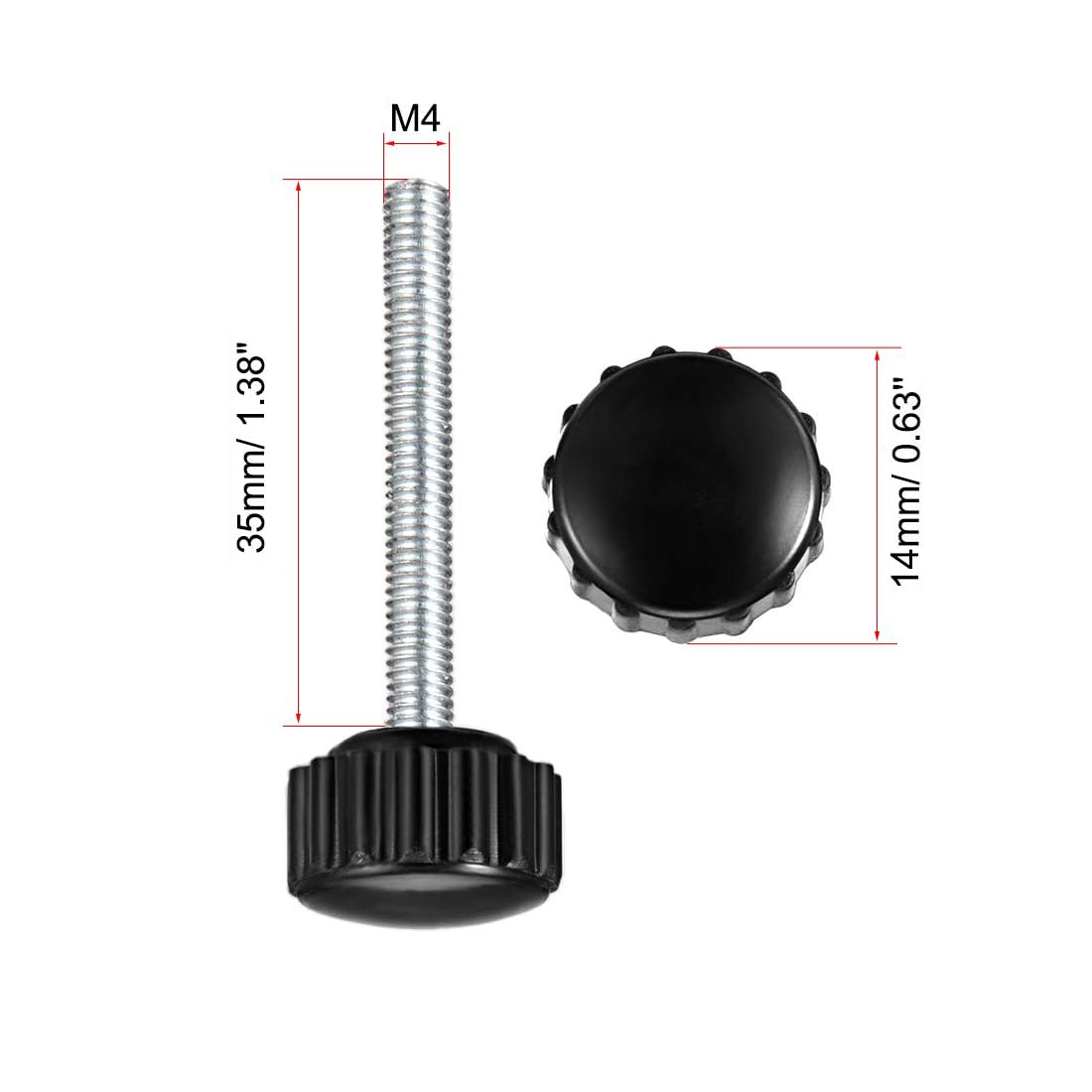 MACHSWON Knurled Clamping Knobs Saw Drill Press Lathe and Routing Jigs Packaging Machinery Printing Equipment Hand Clamping Handle Bolt Hand Knob Screw Replacement Parts M4 x 35mm 2pcs - Image 2