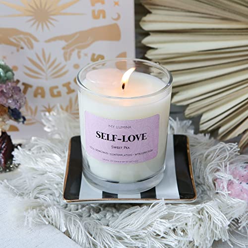 My Lumina Self-Love Aromatherapy Candle W/ Rose Quartz Crystal Inside -Natural Heart Chakra Energy To Attract Love- Soy Wax Scented Candle For Home Decor Art, Self Care, Spiritual Healing Gift, Women #TOP3