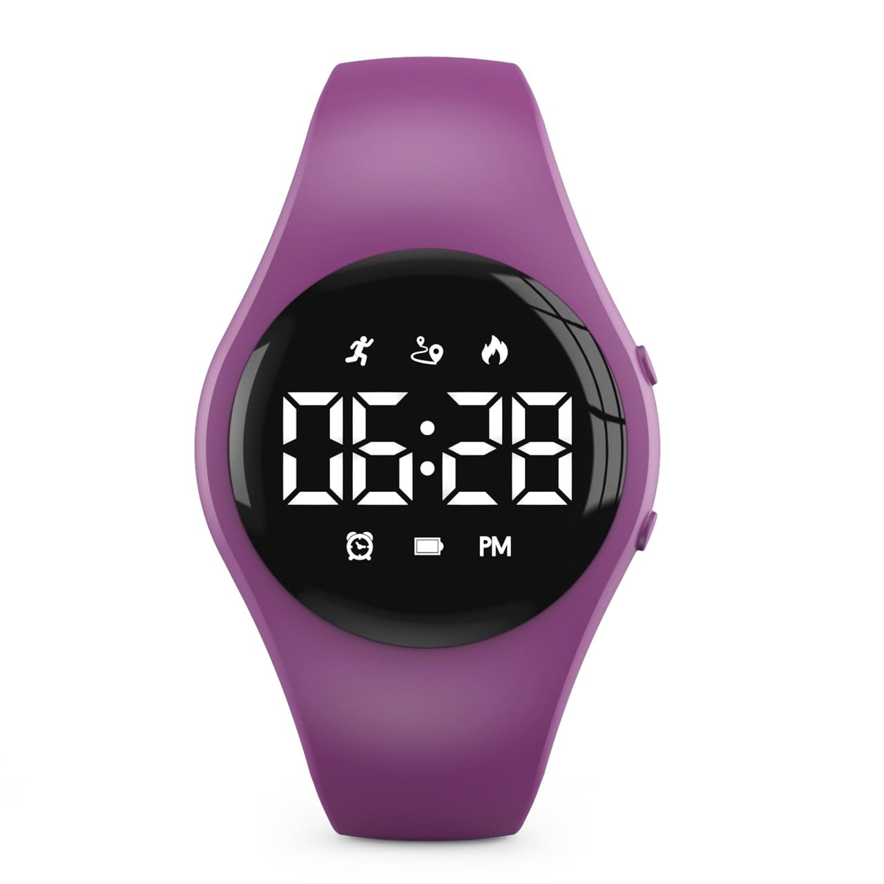 Focwony Focwony Reloj de pulsera digital LED para niños, resistente al agua, podómetro, reloj despertador vibratorio, cronómetro, gran regalo para niños, adolescentes, niñas y niños (morado Dee)