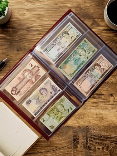Image of Aesthetic Design 60 Packet Banknote Album Collection Book, Acid-free, PVC-free sleeves Album for World Currency Collection