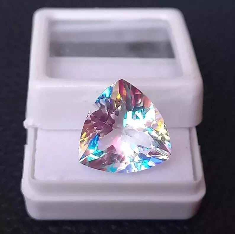 Natural 71.8 Ct Trillion Cut Mystic Topaz Rainbow Color EGL Cerrtified Loose Gemstone Collectable Gem Stone Perfect for Custom Jewelry Creation