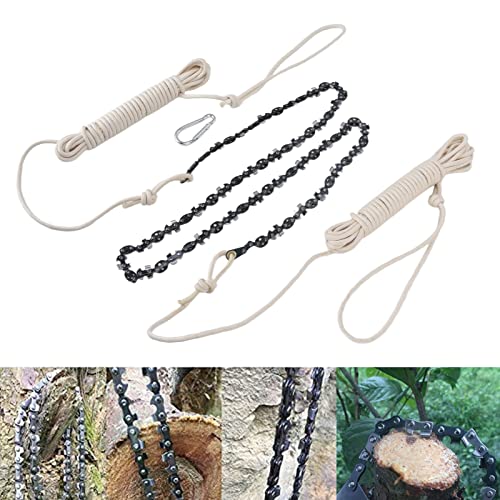 64 Sections 62 Teeth 48in High Achieve Tree Limb Hand Rope Saw, Hand Rope Chain Saw, Both Sides Teeth Blades Folding Pocket Chainsaw for Tree Limb, Outdoor Camping, Tree Pruning, Hand Rope Chain Saw,