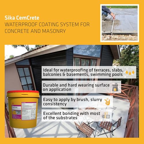 Image of SIKA - Acrylic waterproof coating system for concrete and masonry- Sika CemCrete - Durable and hardwearing - Easy to apply - 20kg -White