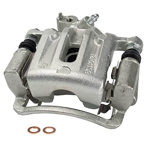 Image of TRQ Rear Driver and Passenger Side Brake Caliper Set Caliper Brackets Hardware Compatible with 12-15 Chevrolet Captiva Sport 07-17 Equinox 10-17 GMC Terrain 07-09 Pontiac Torrent 08-10 Saturn Vue