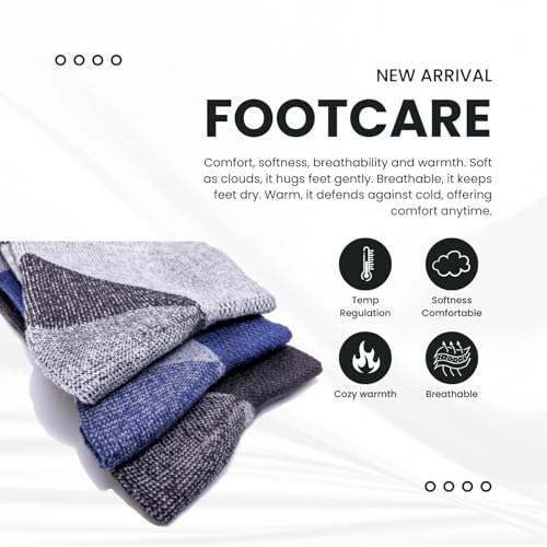 3 Packs Lightweight Hiking Socks Thin Merino Wool Socks for Men Warm Crew Socks, Cushioning Toe and Heel4