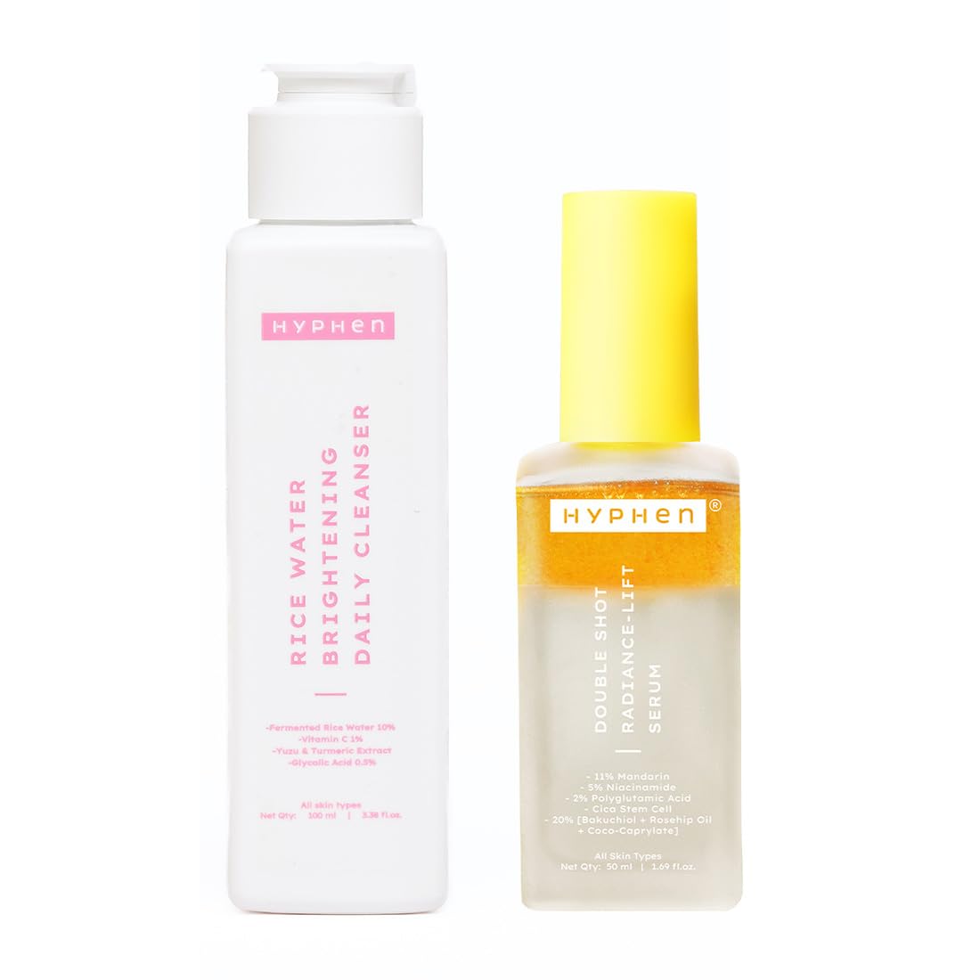 Hyphen Double Brightening Cleanse & Treat Combo |10% Rice Water Face Wash & 18% Brightening & 20% Collagen Boost Face Serum | Brightens & Treats Pigmentation | All Skin Types (Pack of 2)-image-35