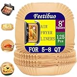 Feetibuo parchment paper for air fryer, 7.9inch square air fryer liners disposable,125PCS Non-stick...