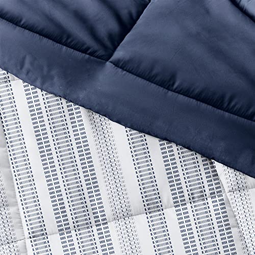 Merit Linens Down Alternative Reversible Navy King Comforter Set | Extra Soft, All Season | Machine Washable & Double-Brushed Breathable 3 Piece Comforter Set | Comforter + 2 Pillow Included #TOP6