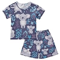 YOUJUNER Kids Pyjamas Set Cute Koala Bear Short Sleeve T-Shirt Summer Nightwear PJs Lounge Wear Sleepwear for Boys Girls Children Multicolor