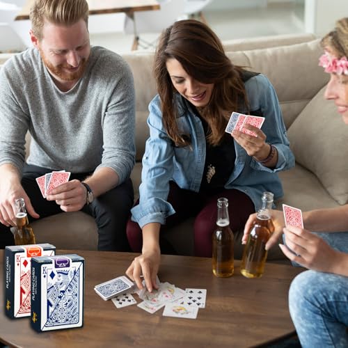 2 Decks Wasserfeste Plastik Spielkarten, Kunststoff Spielkarten, 100% Wasserdichter Kunststoff Poker Karten, Rot und Blau Playing Cards, für Canasta, Texas, Go Fish, Blackjack Kartenspiele – Bild 5