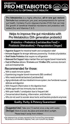 Kpurity Prometabiotics All-In-One For Optimal Gut Health 5G X 90 Sticks Powder Probiotics Prebiotics 15 Billion Cfu 19 Strains Immune Support Digestive Health Supplement 3 Boxes #TOP3