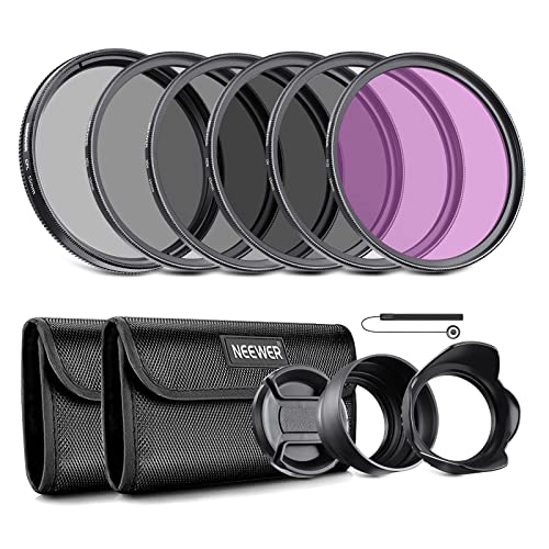 NEEWER 55mm Kit de Filtro ND y Accesorios de Lente, ND2 ND4 ND8 UV FLD CPL(Polarizador Circular)...