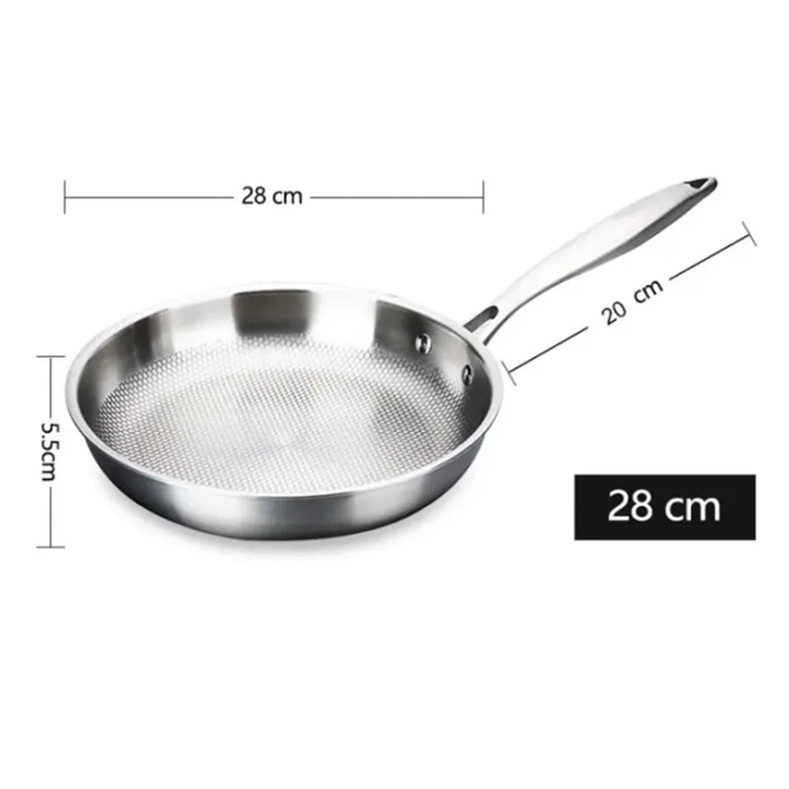 padella acciaio inox Padella antiaderente in acciaio inox 304 da 28/30 cm, senza rivestimento, for friggere uova e bistecche, adatta a fornelli a gas a induzione(28cm)