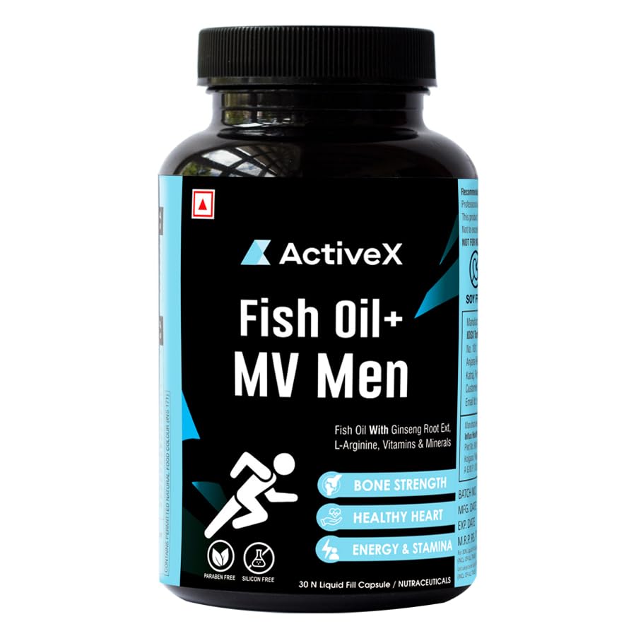 ActiveX Omega 3 Fish Oil plus Multi Vitamin Dual Release Capsules for Men for Bone Strength, Healthy Heart, Energy & Stamina| Contains pellets of 15 essential Vitamins & Minerals| 30 Capsules (B0CHRL92PX) Amazon Price History, Amazon Price Tracker
