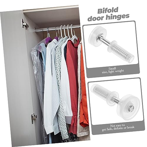 Hardware para puerta plegable de 4 piezas para clóset, color blanco | Partes de acero inoxidable y plástico, conjunto de rotación superior para uso pesado, kit de reemplazo miniatura 7