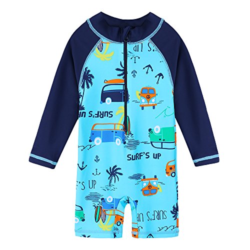 HUAANIUE Baby/Toddler Boy One-Piece Swimsuit UPF 50+ Long Sleeve Swimwear