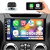 Car Stereo Radio for Jeep Wrangler JK Compass Grand Cherokee Dodge Ram 1500, Android 13 2GB+64GB, 10 inch IPS Touchscreen Wireless CarPlay Android Auto GPS Bluetooth AM/FM WiFi SWC, Backup Camera