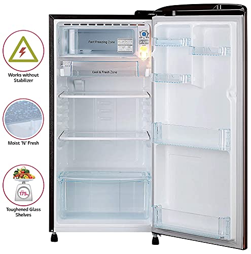 Image of LG 190 L 4 Star Inverter Direct-Cool Single Door Refrigerator (GL-B201AASY, Amber Steel)