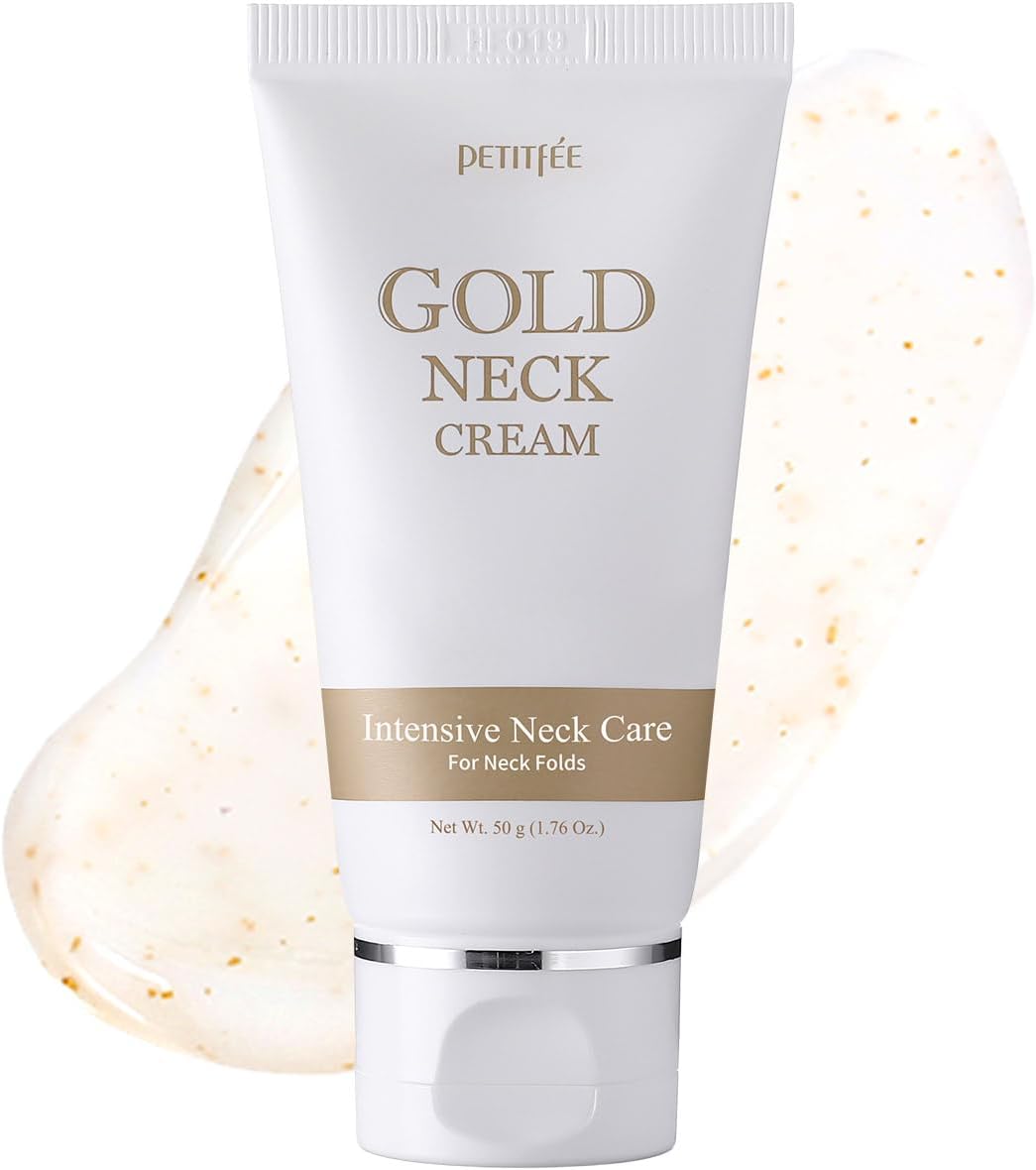 Gold Neck Cream 1.76 oz. (50g) - Intensive Neck Care with 24k Gold, Adenosine, Peptides, Squalane, Firming Skin, Reduces Fine Lines, Neck & Decollete Massage Cream