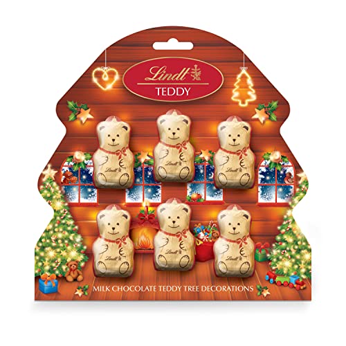 Lindt Teddy Gold Milk Chocolate Christmas Tree Decorations 60g (6 Teddies) 2025 Stocking Filler Gift for Him Her Adults & Kids