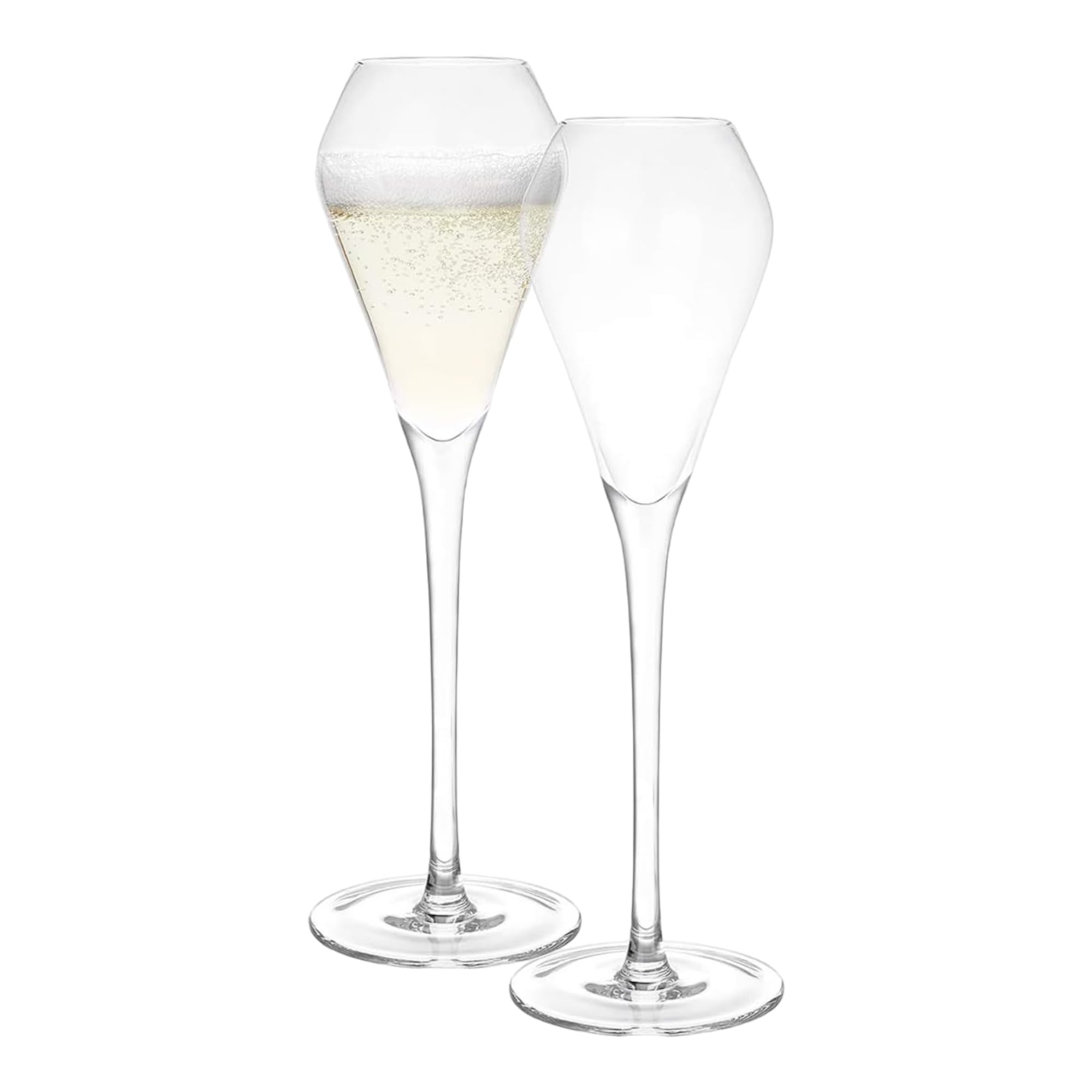 Katie Jayne 285ml 'Tulip' Champagne Flutes Set of 4 | Mouth-Blown Glass Set for Prosecco & Cocktails | 4 Large Modern Glasses for Home Bars, Weddings & Parties | Gift-Boxed, Handmade Drinking Glasses
