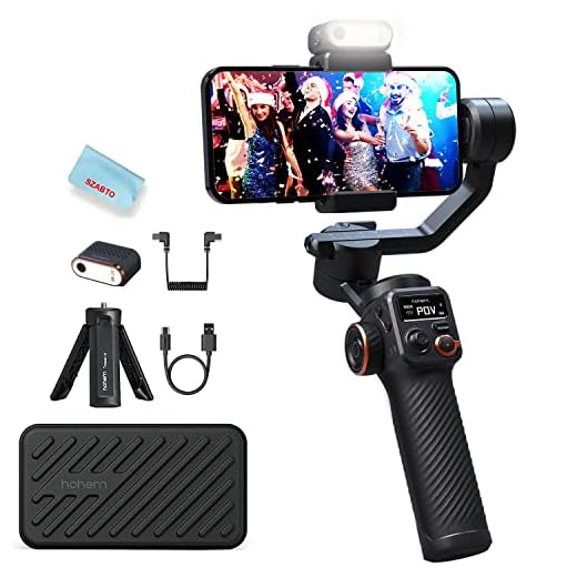 Hohem iSteady M6 Kit Estabilizador de Móvil Gimbal para Móvil de 3 Ejes con Sensor de visión AI de luz de Relleno magnético para iPhone Android con Pantalla OLED Carga útil máxima 400g