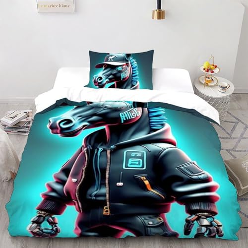 Housse de Couette Animaux Imprimé 3D Fermeture Éclair Lit Simple - 2