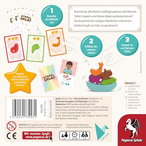 Pegasus Spiele Stapelsalat, Rot, Grün, Gelb, Orange, Lila