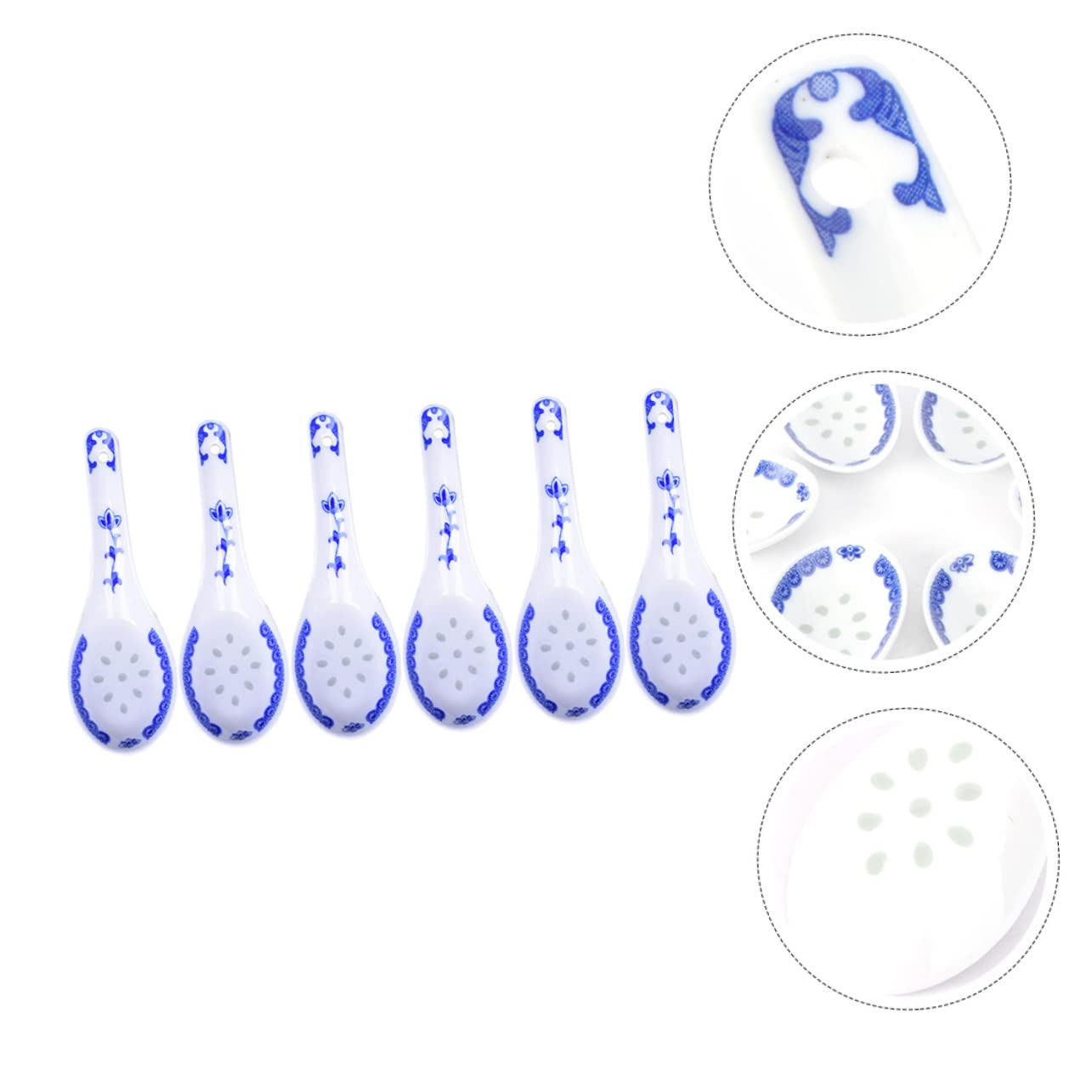 Cuillère à Soupe Ensemble 6 pièces en porcelaine bleue et blanche Céramique asiatique