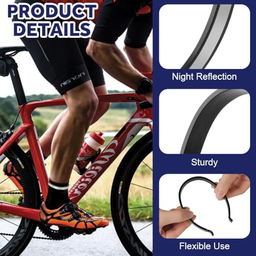 flintronic 4 PCS Lightweight Bicycle Clips, Powerful Reflective Cycling Trouser Clips, Bicycle Trouser Clips, Safety Ankle Bands Reflector, Cycling Accessories for Men Women Ankles,Grey - Image 2
