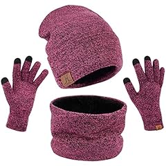 A Style Set -- Rose Purple ( Beanie+scarf+gloves )