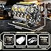 BseSparklion V8 Engine Model Building Kit That Runs - Visible Mini V8 Engine Kit for Adults & Teens, Compatible with Lego Car Set, STEM Physical Science Educational Toy for Boys 8-14+ (905 PCS)