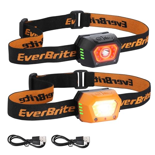 EverBrite 2-Pack Headlamp, Rechargeable LED Waterproof Headlight, USB Powered Head Lamp with Motion Sensor & Zoom, Ideal for Emergencies, Camping, and Outdoor Adventures
