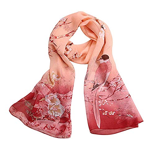 JURTEE Scarf, Women Chiffon Holiday Vacation Travel Wrap Shawl Soft Neck Wraps Scarf,Sunscreen Neckerchief Long Shawl(Pink)