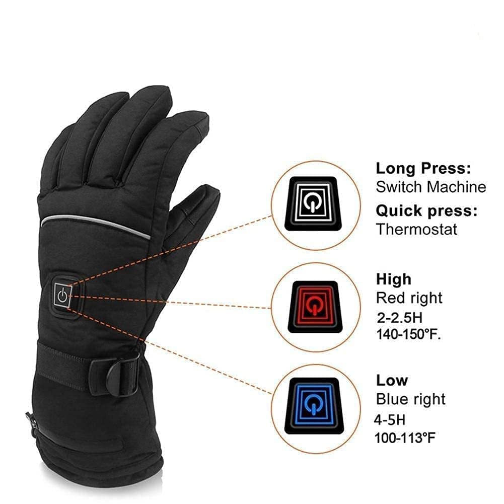 Guantes térmicos para Hombres/Mujeres, Impermeables y Guantes cálidos Ajustables con Diferentes temperaturas de Calentamiento para Todo Tipo de Actividades al Aire Libre
