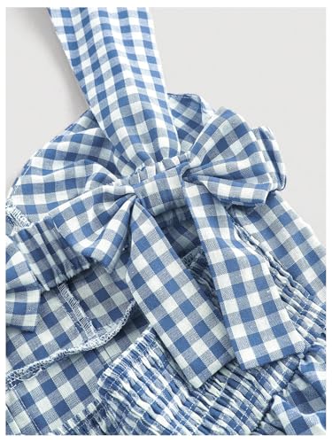 Image of Floerns Women's Plaid Ruched Bust Sleeveless Vintage Bowknot Pleated Short Dresses