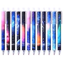 12 Pack Cute Constellation Gel Pens, Black Ink 0.5mm Creative Galaxy Writing Pen, No Smear Aesthetic Journaling Pens, Fine Point Retractable Gel Ink Rollerball Pens for Office, School, Home Writing