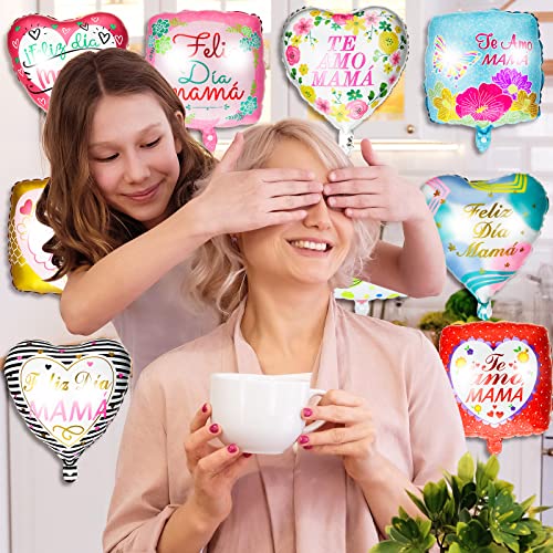 16 Pcs Mother's Day Party Balloons Mother's Day Party Decorations Floral Heart Square Mothers Day Foil Balloons Feliz Dia Mama Balloons Te Amo Mama Balloons For Happy Mothers Day Birthday Party Supply #TOP4