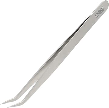 Rubis Volume Rush Stainless Steel Eyelash Tweezers with Angled Tips for Attaching False Eyelashes, 1KVR02,Rubis Switzerland Swiss Made World Renowned Precision